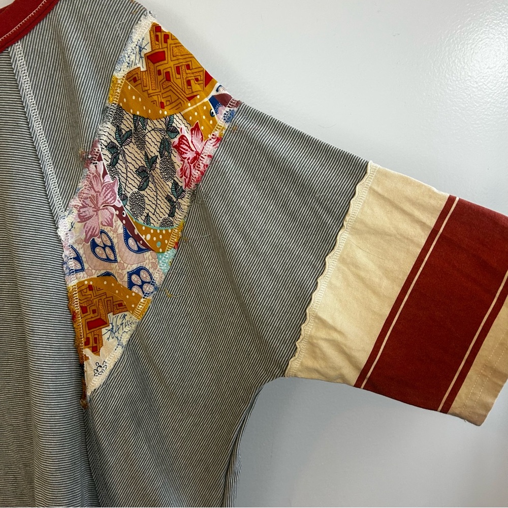 Easel Britt Patchwork Mixed Print Multi Color Str… - image 5